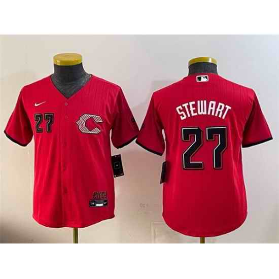 Women Cincinnati Reds 27 Sal Stewart Red 2026 City Connect Stadium Stitched Baseball Jersey