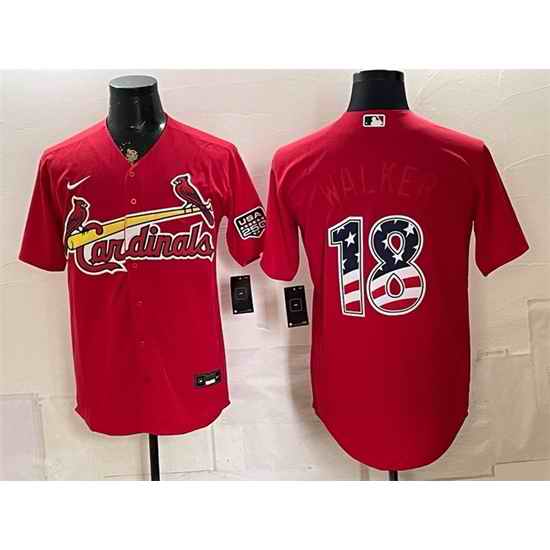 Men St  Louis Cardinals  18 Jordan Walker Red USA 250 Fourth of July Stitched Baseball Jersey