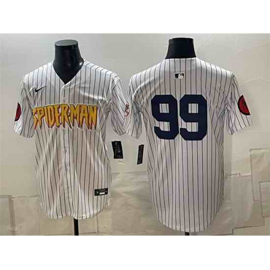 Men New York Yankees X Spider Man 99 Aaron Judge White Limited Stitched Baseball Jersey