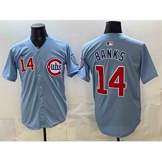 Men Chicago Cubs  14 Ernie Banks Blue 2024 25 2nd Alternate Limited Stitched Baseball Jersey