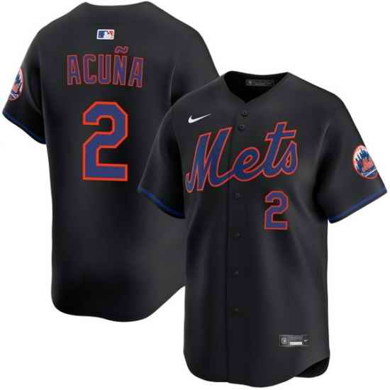 Men New York Mets Nike Luisangel Acuna #2 Black Home Stitched Player Jersey
