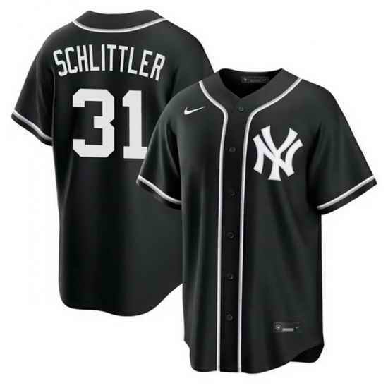 Men New York Yankees  31 Cam Schlittler 2026 Fashion Replica Black Out Stitched Baseball Jersey