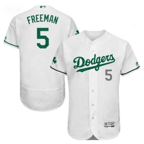 Men Majestic Los Angeles Dodgers Freddie Freeman #5 White Celtic Flexbase Authentic Collection MLB Jersey