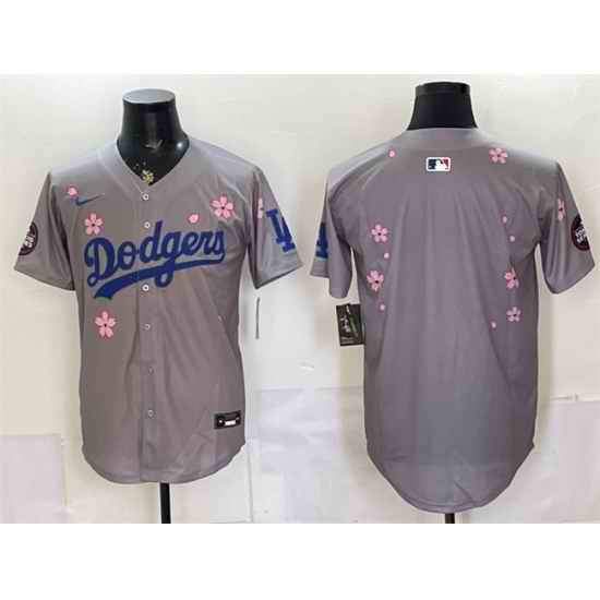 Men Los Angeles Dodgers Blank Grey 2025 Tokyo Series Limited Stitched Baseball Jersey