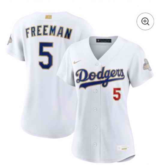 Women Los Angeles Dodgers Freddie Freeman Nike White 2026 Gold Collection Stadium Jersey
