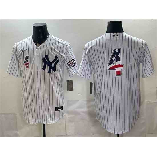 Men New York Yankees  4 Lou Gehrig White 2026 USA 250 Fourth of July Home Stadium Stitched Baseball Jersey