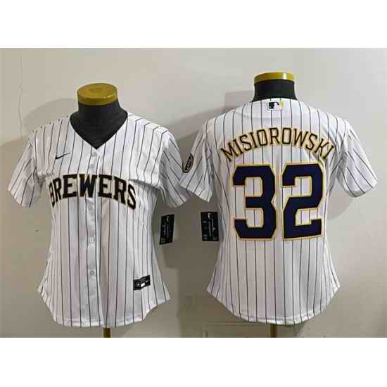 Women Milwaukee Brewers 32 Jacob Misiorowski White Cool Base Stitched Jersey Run Small