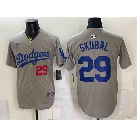 Men Los Angeles Dodgers  29 Tarik Skubal Grey Limited Stitched Baseball Jerseys