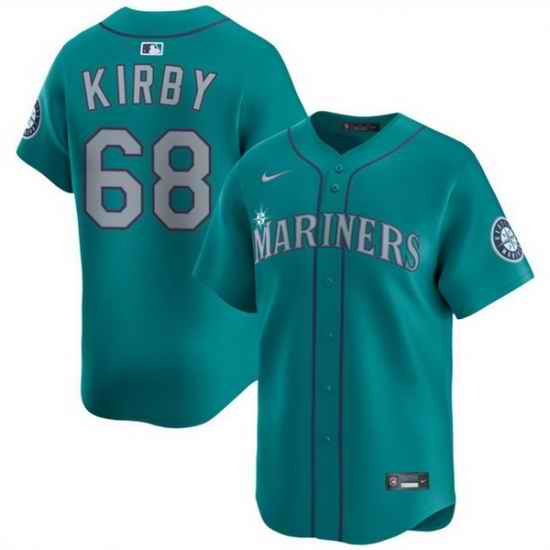 Men Seattle Mariners 68 George Kirby Aqua Limited Stitched Baseball Jersey