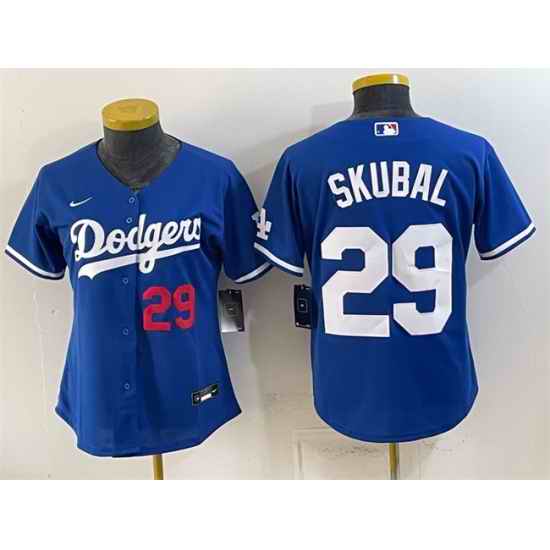 Women Los Angeles Dodgers 29 Tarik Skubal Royal Cool Base Stitched Baseball Jersey Run Small
