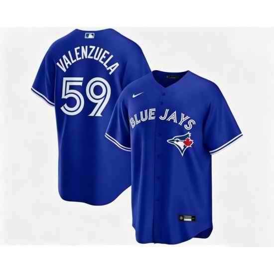 Men Toronto Blue Jays Brandon Valenzuela 59 Blue Away Flex Base Stitched Baseball Jersey