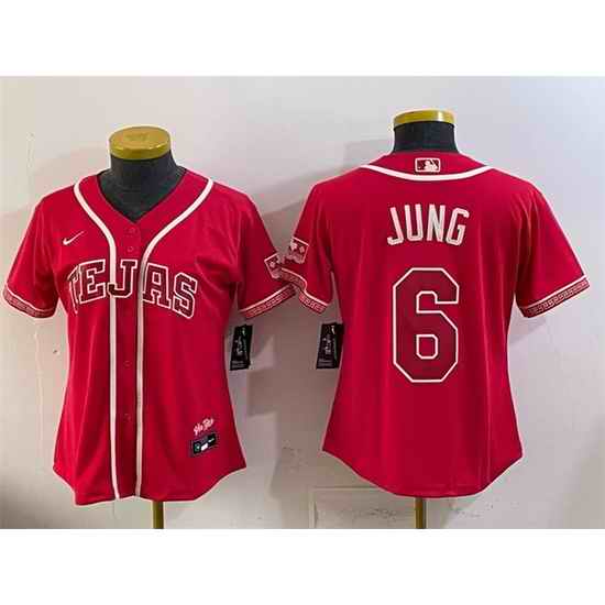 Women Texas Rangers 6 Josh Jung Red 2026 City Connect Stadium Stitched Baseball Jersey
