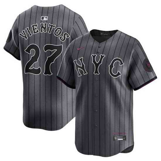 Men New York Mets 27 Mark Vientos Graphite City Connect Limited Stitched Baseball Jersey