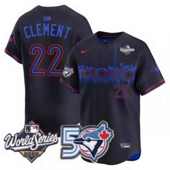 Men Women Youth Blue Jays 50th Patch 2025 World Series City Connect 22 Clement Stitched Jersey