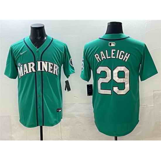Men Seattle Mariners 29 Cal Raleigh Aqua Limited Stitched jersey