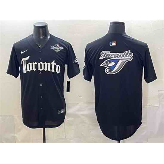 Men Toronto Blue Jays Team Big Logo Black 2025 World Series Gothic North Edition Limited Stitched Baseball Jersey