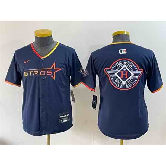 Youth Houston Astros Team Big Logo Navy 2025 City Connect Limited Stitched Baseball Jersey