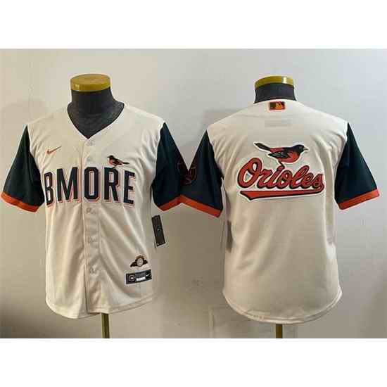 Youth Baltimore Orioles Team Big Logo Natural 2026 City Connect Stadium Stitched Baseball Jersey