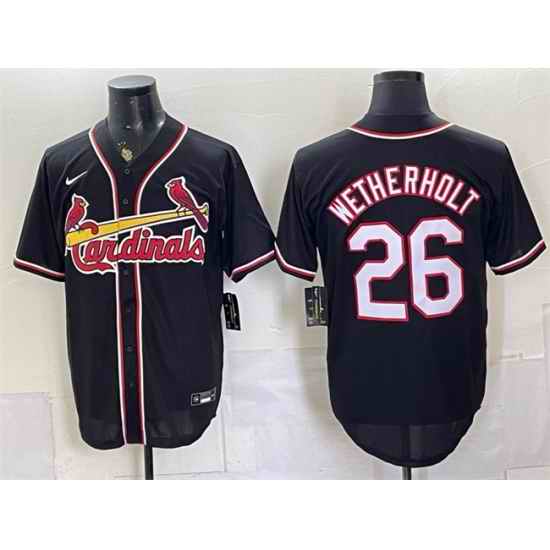 Men St  Louis Cardinals  26 JJ Wetherholt 2026 Fashion Replica Black Out Stitched Baseball Jersey