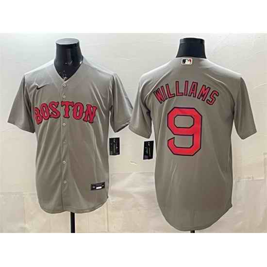 Men Boston Red Sox 9 Ted Williams Grey Cool Base Stitched Baseball Jersey