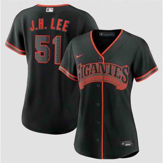 Women San Francisco Giants 51 Jung Hoo Lee Black 2026 Alternate Stitched Baseball Jersey
