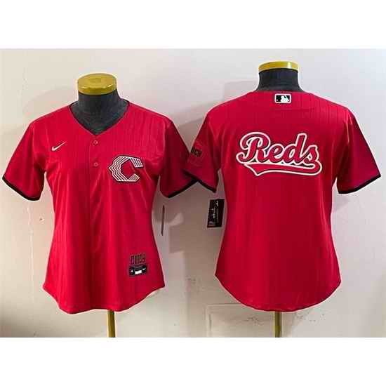Women Cincinnati Reds Team Big Logo Red 2026 City Connect Stadium Stitched Baseball Jersey