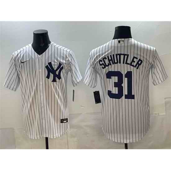 Men New York Yankees 31 Cam Schlittler White Cool Base Stitched Jersey