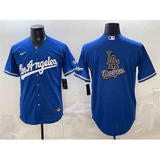 Men Los Angeles Dodgers Team Big Logo Royal Alternate Stadium Stitched Baseball Jersey