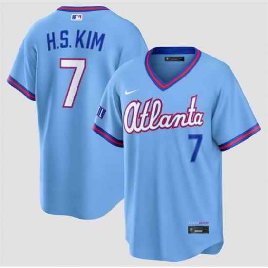 Men Atlanta Braves  7 Ha Seong Kim Powder Blue 2026 City Connect Stadium Stitched Baseball Jersey