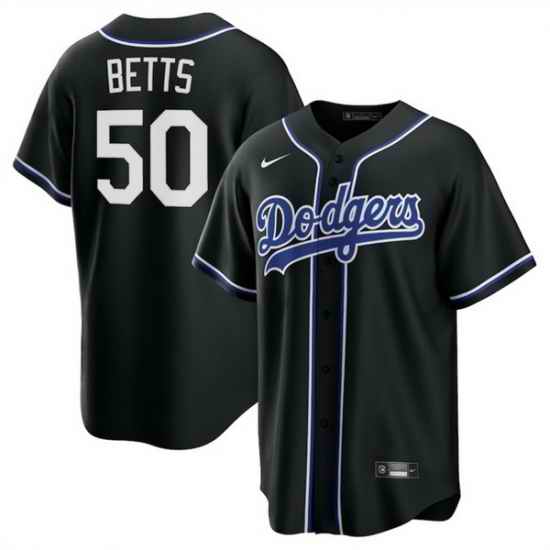 Men Los Angeles Dodgers 50 Mookie Betts Black Lights Out Limited Stitched Baseball Jersey