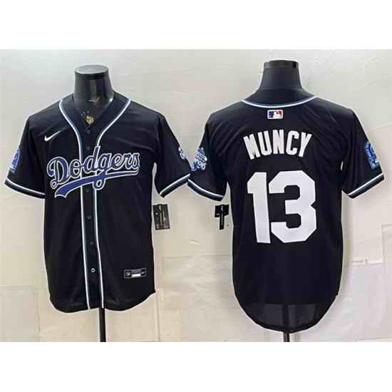 Men Los Angeles Dodgers  13 Max Muncy B2B Champs 2026 Black Out Style Vapor Limited Stitched Baseball Jersey