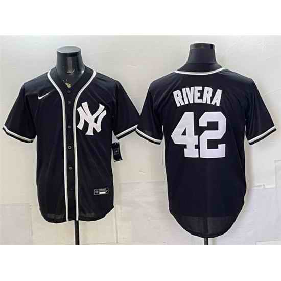 Men New York Yankees  42 Mariano Rivera 2026 Fashion Replica Black Out Stitched Baseball Jersey