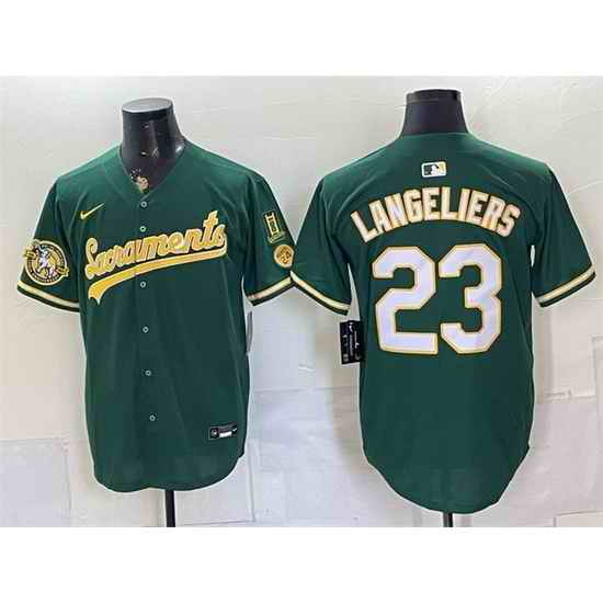 Men Oakland Athletics Shea Langeliers 2026 Green Alternate Sacramento Celebrating 125 Years Vapor Limited Stitched Baseball Jersey