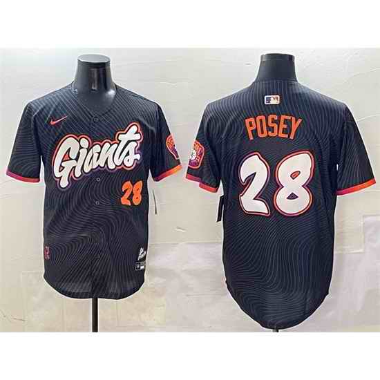 Men San Francisco Giants 28 Buster Posey Anthracite 2025 City Connect Limited Stitched Baseball Jersey