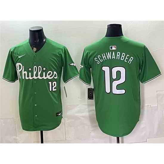 Men Philadelphia Phillies  12 Kyle Schwarber Green Limited Stitched Jersey