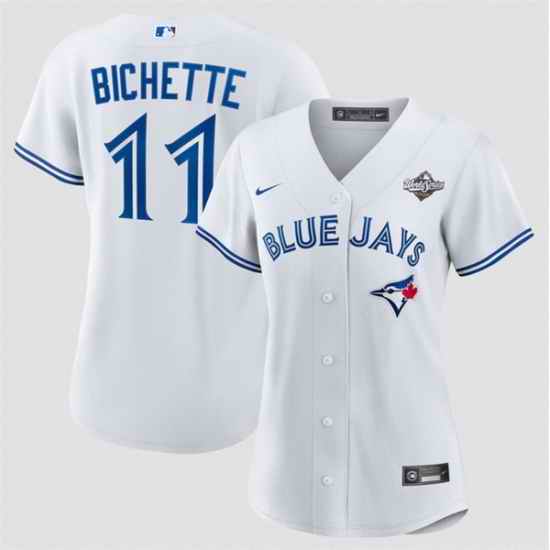 Women Toronto Blue Jays 11 Bo Bichette White 2025 World Series Home Cool Base Stitched Baseball Jersey