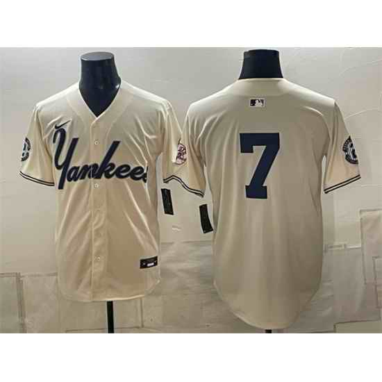 Men New York Yankees 7 Mickey Mantle Cream Limited Stitched Baseball Jersey