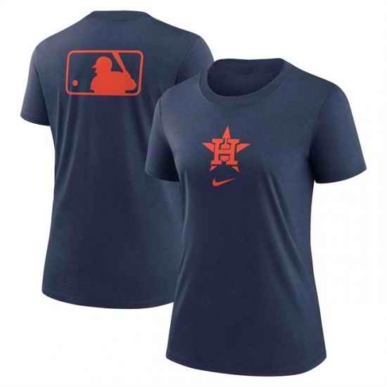 Women Houston Astros Navy Early Work Tri Blend Dri FIT T Shirt