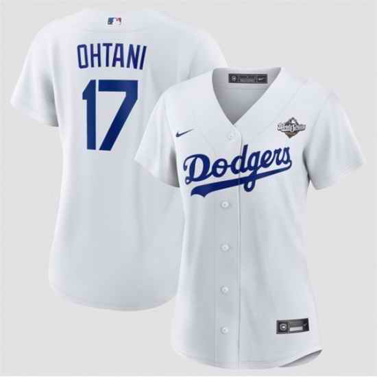 Women Los Angeles Dodgers 17 Shohei Ohtani White 2025 World Series Home Cool Base Stitched Baseball Jersey