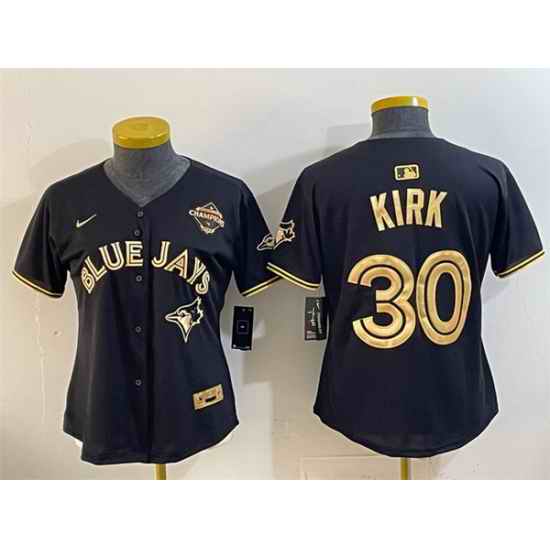 Women Toronto Blue Jays 30 Alejandro Kirk Black Gold 2025 American League Champions Limited Stitched Baseball Jersey