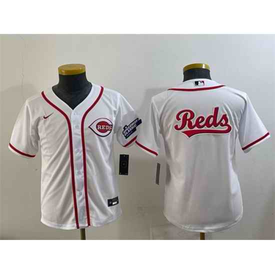 Youth Cincinnati Reds Team Big Logo White 2025 Speedway Classic Stitched Baseball Jersey