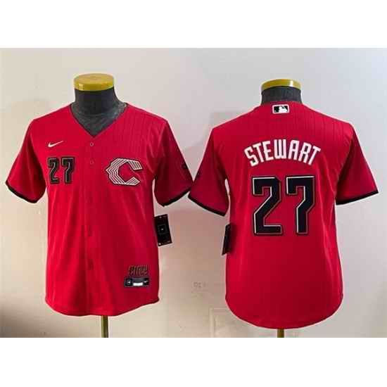 Youth Cincinnati Reds 27 Sal Stewart Red 2026 City Connect Stadium Stitched Baseball Jersey