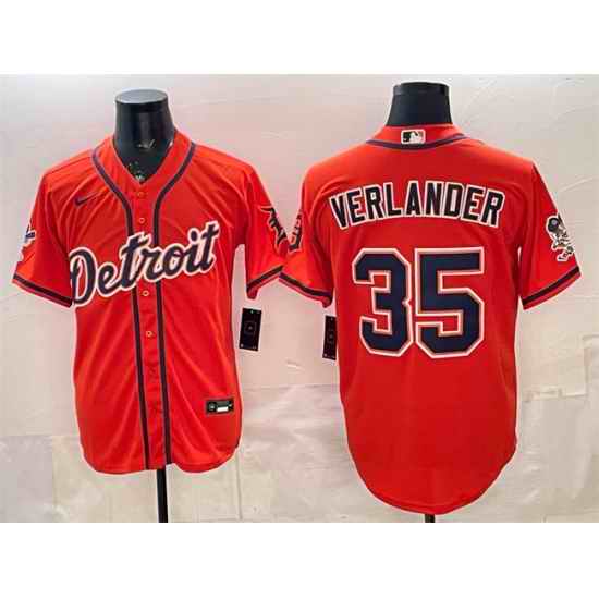 Men Detroit Tigers  35 Justin Verlander Orange 2026 Cool Base Stitched Baseball Jersey