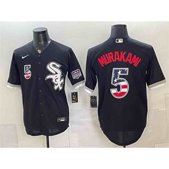 Men Chicago White Sox  5 Munetaka Murakami Black 2026 USA 250 Fourth of July Stitched Baseball Jersey