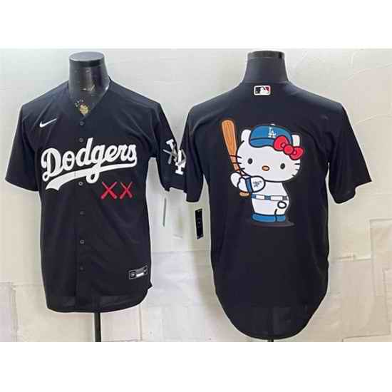 Men Los Angeles Dodgers x KAWS Team Big Logo Black Vapor Premier Limited Stitched Baseball Jersey