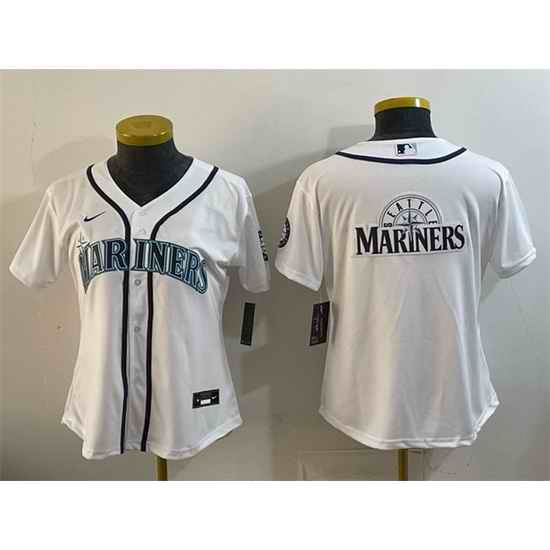 Women Seattle Mariners Team Big Logo White Cool Base Stitched Baseball Jersey