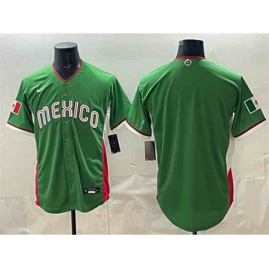 Men Mexico Baseball Blank Green 2026 World Baseball Classic Stadium Stitched Jersey