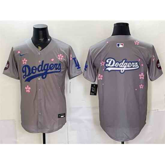 Men Los Angeles Dodgers Team Big Logo Grey 2025 Tokyo Series Limited Stitched Baseball Jersey