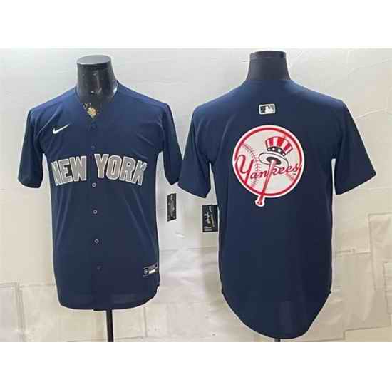 Men New York Yankees Team Big Logo Navy Limited Stitched Baseball Jersey 003