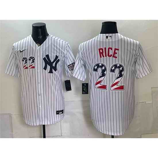 Men New York Yankees  22 Ben Rice White USA 250 Fourth of July Home Stadium Stitched Baseball Jersey